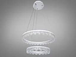 Стильна підвісна LED-люстра для залу Diasha MD78201/600+400WH, біла, 2 кільця, 82 W, акриловий декор - мініатюра 2