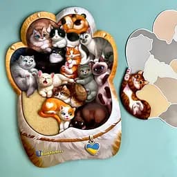 Дерев'яний пазл-вкладиш Котики-муркотики Ubumblebees 1х23х32 см det0012686 - мініатюра 7