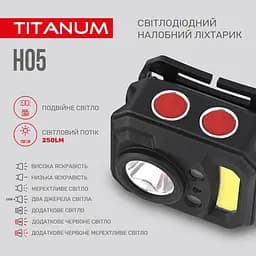 Налобний світлодіодний ліхтарик Titanum TLF-H05 250 Lm 6500 K (TLF-H05) - мініатюра 7