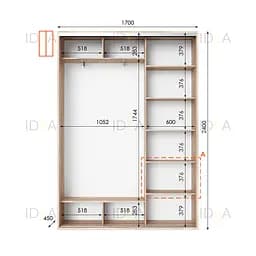 Шафа-купе Idea серія 1 170 x 45 x 240 см Дуб сонома Дзеркало - мініатюра 2