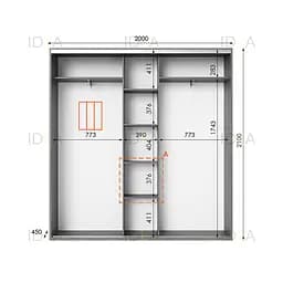 Шафа-купе Idea серія 6 200 x 45 x 210 см Венге темний Дзеркало - мініатюра 2