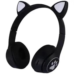 Дитячі навушники Cat MZ-023 Bluetooth RGB підсвічування FM microSD з котячими вушками чорний - мініатюра 2