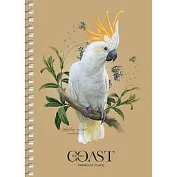 Блокнот для записів Student, А6, у клітинку, спіраль, 80 л., Білий папуга на гілці (A6-SC-080-6086K)