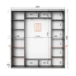 Шафа-купе Idea серія 4 220 x 45 x 240 см Венге темний Дзеркало - мініатюра 2