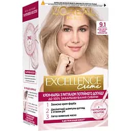 Краска для волос L’Oréal Paris Excellence Creme тон 9.1 очень светло-русый пепельный 176 мл (A9950301)