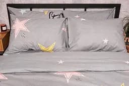 Комплект постільної білизни Moon&Star Бязь Gold Люкс Gray Stars Дитячий 110x140 см наволочки 2x50x70 см - мініатюра 3