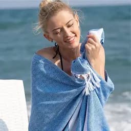 Турецькі пляжні рушники Lovely Svi - Пештемаль - XХL (100х180 см) - бавовна - Синій (6042023) - мініатюра 4