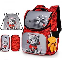 Ортопедичний шкільний рюкзак (ранець) School Standard 3 в 1 для дівчинки 570 гр 14,5 літрів Червоний