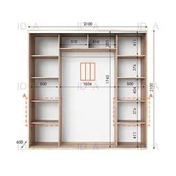 Шафа-купе Idea серія 7 210 x 60 x 210 см Дуб сонома Дзеркало - мініатюра 2