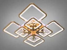 Стельова LED-люстра Diasha 8157/4+4G 190W, 60x60x12 см, 3 кольори світла, диммер, пульт - мініатюра 3
