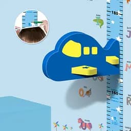 Наклейка на стіну UKC дитячий ростомір Літак Синій - мініатюра 2