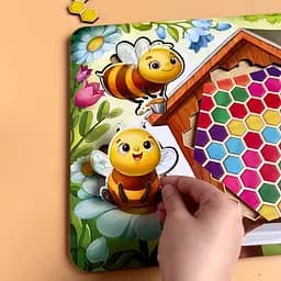 Дерев'яний пазл-вкладиш Веселі бджілки сортер-тетріс Ubumblebees 1х31х23 см det0009904 - мініатюра 4