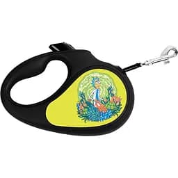 Повідець-рулетка для собак Waudog R-leash Рік і Морті 2, світловідбиваючий, S, до 15 кг, 5 м, чорний