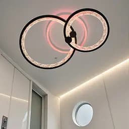 Стельова LED-люстра Diasha 8180/2BK 3color з пультом і димером, чорна, 55 W, 3025 lm, круглі акрилові LED-кільця 53x33 см - мініатюра 2