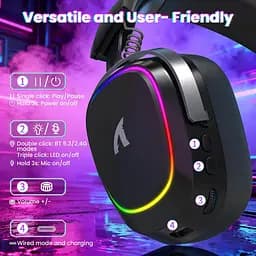 Навушники ATTACK SHARK G800, об'ємний звук 7.1, Bluetooth/2.4G для ПК, PS5, PS4, Xbox black - мініатюра 4