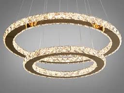 Люстра стельова LED Diasha 7206-8W/580+400G Кришталеві кільця, 65W, золото, сучасний стиль, регулювання висоти, пульт ДУ - мініатюра 2