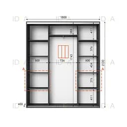 Шафа-купе Idea серія 7 180 x 45 x 210 см Антрацит Дзеркало - мініатюра 2