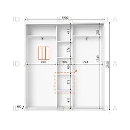 Шафа-купе Idea серія 6 190 x 45 x 210 см Білий Дзеркало - мініатюра 2