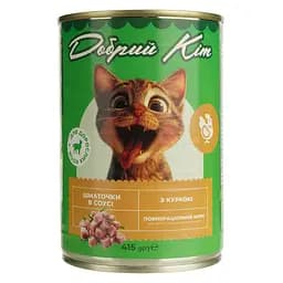 Вологий корм для котів Добрий Кіт шматочки з куркою в соусі 415 г - мініатюра 3