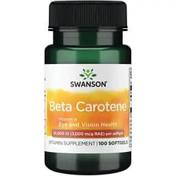 Бета-каротин Вітамін А Swanson Beta-Carotene 10.000 IU (3000 мкг RAE) 100 капсул (100-40-7640177-20)