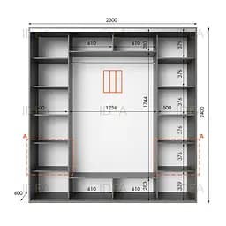 Шафа-купе Idea серія 4 230 x 60 x 240 см Венге темний Дзеркало - мініатюра 2