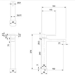 Змішувач для раковини Omnires Slide graphite (SL7712GR) - мініатюра 2