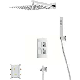 Душева система Corsan Ango 30 хром з виливом та термостатом + BOX прихованого монтажу ZA30TCHW, Хром