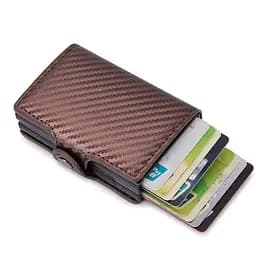 Двойной карбоновый картхолдер-кошелек для карточек и денег, RFID защищен, бронзовый (C1807H3BronzeB)