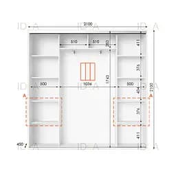 Шафа-купе Idea серія 7 210 x 45 x 210 см Білий Дзеркало - мініатюра 2
