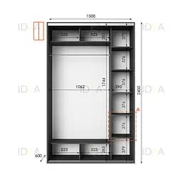 Шафа-купе Idea серія 1 150 x 60 x 240 см Антрацит - мініатюра 2