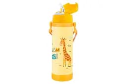 Термопляшка дитяча Maestro MR-1640-50-D 500мл Giraffe жовта з малюнком - мініатюра 2