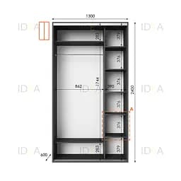 Шафа-купе Idea серія 1 130 x 60 x 240 см Антрацит - мініатюра 2
