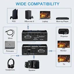 Розгалужувач EZCOO HDMI 1x1, аудіоекстрактор 4K 60H, повторювач HDMI 2.0 - мініатюра 8