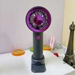 Акумуляторний мінівентилятор Portable Fan із підставкою для телефона, чорно-фіолетовий - мініатюра 2