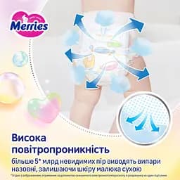 Підгузки-трусики Merries дихаючі M 6-11 кг 62 шт. - мініатюра 7