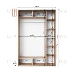 Шафа-купе Idea серія 1 160 x 60 x 240 см Дуб сонома Дзеркало - мініатюра 2