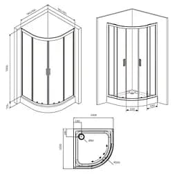 Душове огородження Square Slide AM.PM Gem 120×90 см, прозоре скло, чорний матовий профіль W90UG-403-120290-BT - мініатюра 8