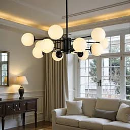 Сучасна стельова люстра Levistella 7526033-12 BK+WH - чорна з білими плафонами, 12xE27, Ø95 см - мініатюра 2