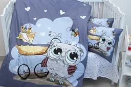 Комплект постільної білизни в ліжечко Tag Tekstil Owl для немовлят Сова (синій) - мініатюра 3