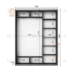 Шафа-купе Idea серія 1 180 x 45 x 240 см Антрацит - мініатюра 2