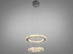 Люстра стельова LED Diasha 7206-3W/300+200HR "Кришталеві кільця", 30W, хром, для вітальні, коридору, кухні - мініатюра 2