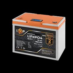 Акумулятор LP LiFePO4 12,8V - 70 Ah (896Wh) (BMS 80A/40А) пластик LCD для ДБЖ - мініатюра 2