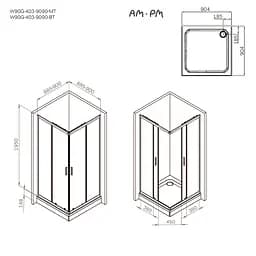 Душове огородження Square Slide AM.PM Gem 90×90 см, без піддону, чорний профіль W90UG-403-9090BT - мініатюра 8