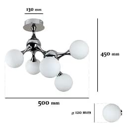 Потолочна люстра LED Levistella 7529817-5 CR+WH, 5 плафонів, G9, хром, білий, сучасний стиль для дому - мініатюра 2