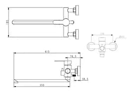 Змішувач для ванни Brinex Pure 005 Graphite BRIPUR005GRP - мініатюра 4