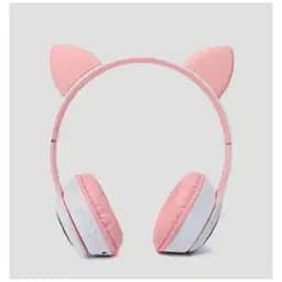 Дитячі навушники Cat MZ-023 Bluetooth RGB підсвічування FM microSD з котячими вушками біло-рожевий - мініатюра 6