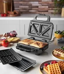 Мультимейкер Russell Hobbs 750 Вт комплект 3 пластини алюміній корпус нержав. сталь пластик чорний-срібний - мініатюра 2