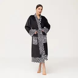 Кімоно жіноче з плюшевого велюру Kimono Black and White Zebra 18366 M - мініатюра 4