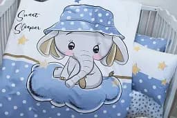Комплект постільної білизни в ліжечко Tag Tekstil Sweet sleeper blue для немовлят Слоненя (блакитний) - мініатюра 3