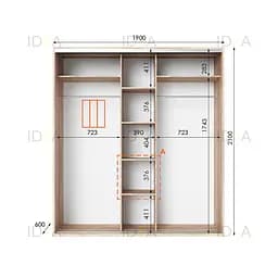 Шафа-купе Idea серія 6 190 x 60 x 210 см Дуб сонома Дзеркало - мініатюра 2
